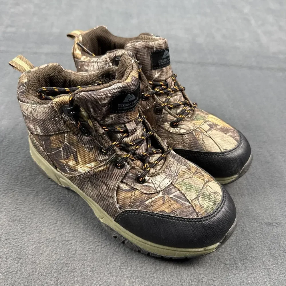 Ozark Trail Terrain Camo Leather & Mesh Hiking Outdoor Boots size 4